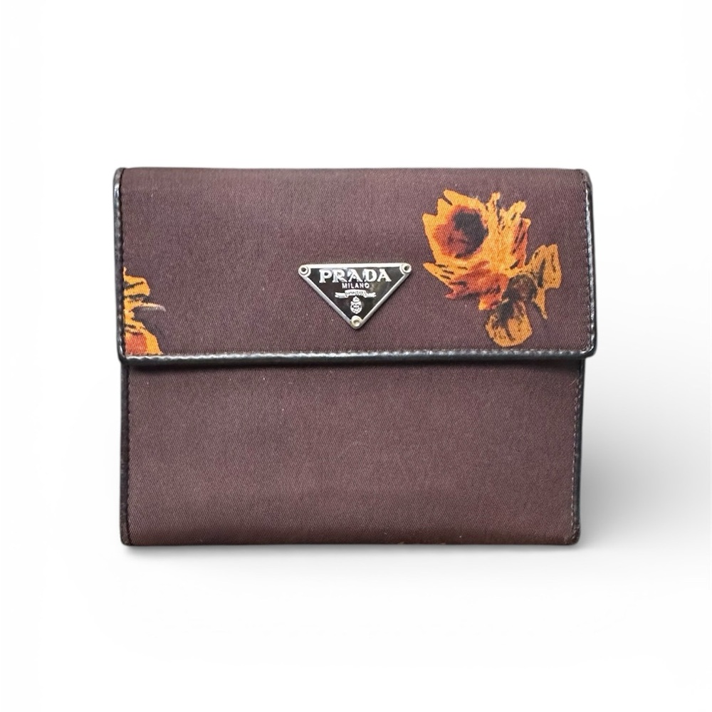 Prada Nylon Floral Trifold Compact Wallet RARE hard to find print